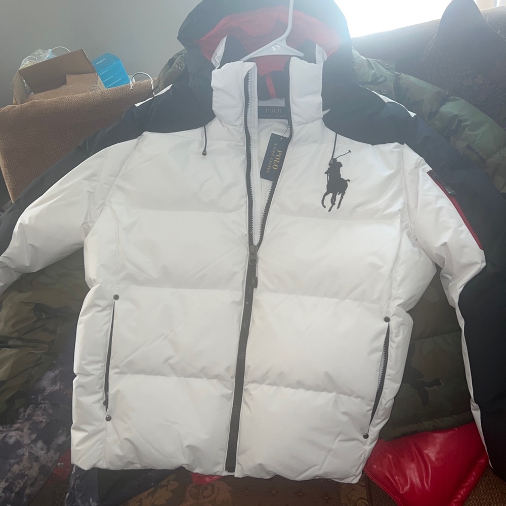 Polo Ralph Lauren Tyrol Big Pony Hooded Down Fill Puffer Jacket White NWT Men XL